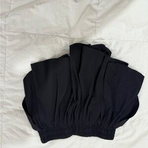 Amazon Black Smocked Cropped Tank Top